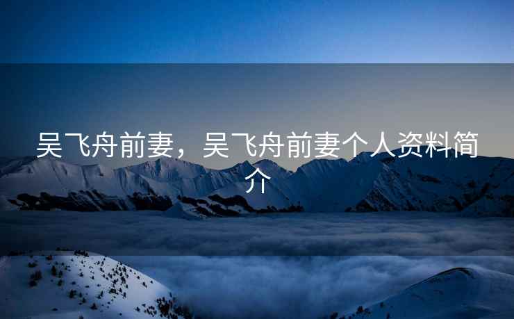 吴飞舟前妻，吴飞舟前妻个人资料简介